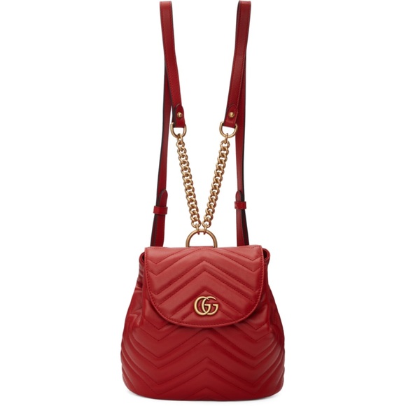 NBIB Gucci Red Mini GG Marmont 2.0 Backpack - Picture 1 of 12
